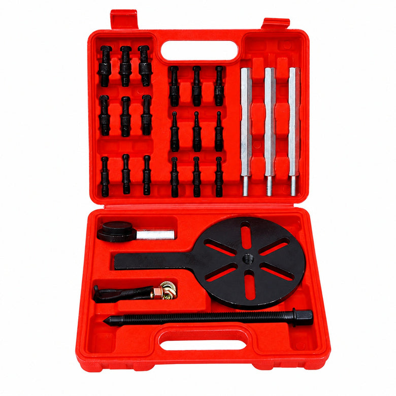 Red-case bearing puller tool assortment; one listed bundle