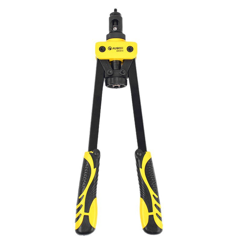 Front view of the yellow-head AUBON rivet nut tool