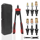 14-inch red-head rivet nut tool with black case and setting heads
