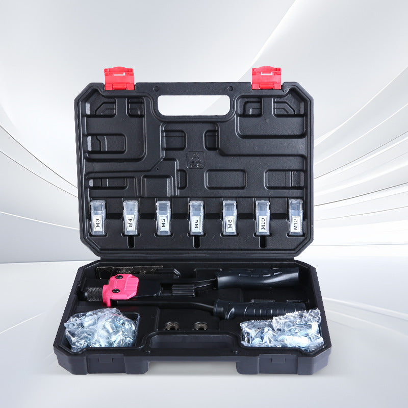 Pink M6020 tool and head boxes in the open black case
