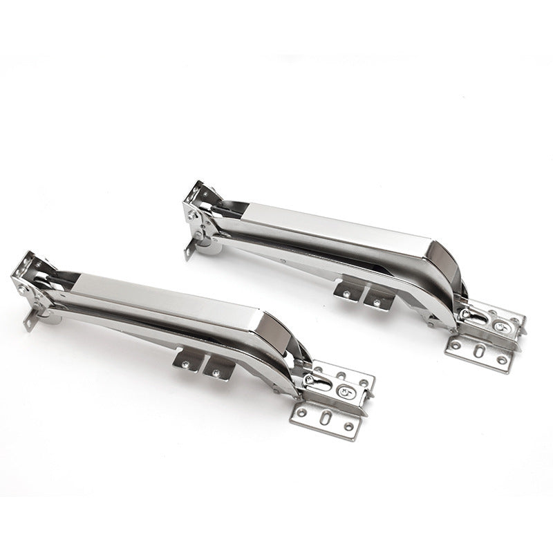 Lateral-opening cabinet hinge pair with curved arms