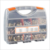 Closed compartment case holding the mixed-material rivet nut assortment