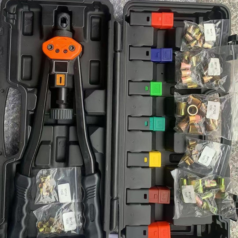 16-inch standard rivet nut kit in its open molded case
