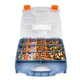 Open case with separate compartments of rivet nuts