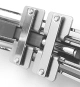 045 hinge mechanism closeup of the mounting plates and damper