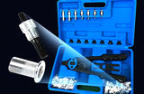 Rivet nuts and threaded setting parts shown with the blue kit