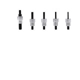 Five actual interchangeable threaded setting mandrels