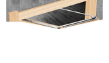 180-degree left-opening linkage installed on two wood panels