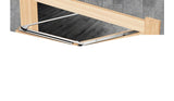 180-degree right-opening linkage installed on two wood panels