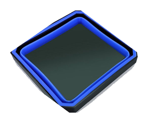 one blue collapsible tray on a plain white background; representative selection