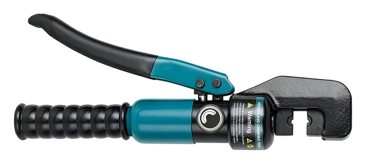 One teal YQK70 C-head manual hydraulic cable crimper on pure white