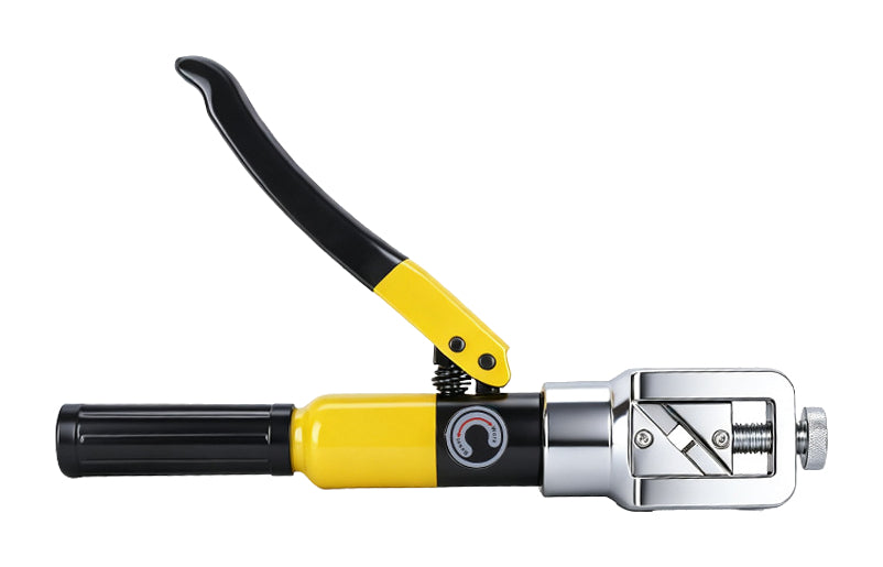 One yellow YQK70 closed-head hydraulic terminal tool on pure white