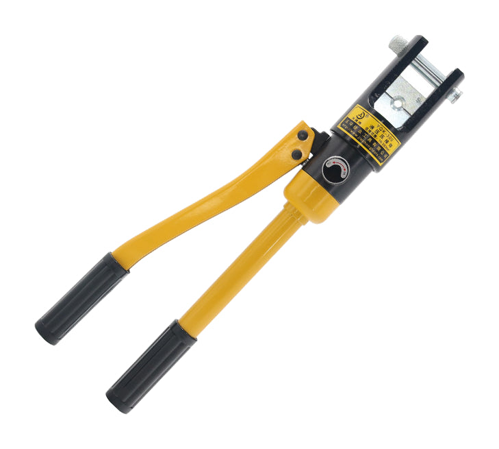 One yellow Changjie YQK-300 hydraulic crimping tool with black grips on white