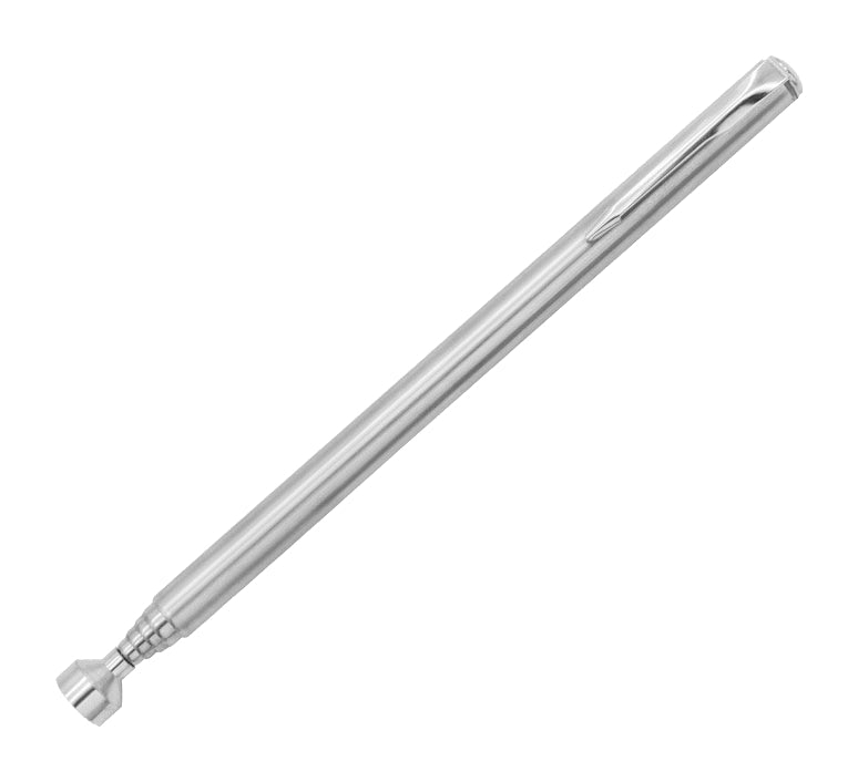 one articulated silver pickup pen on a plain white background; representative selection