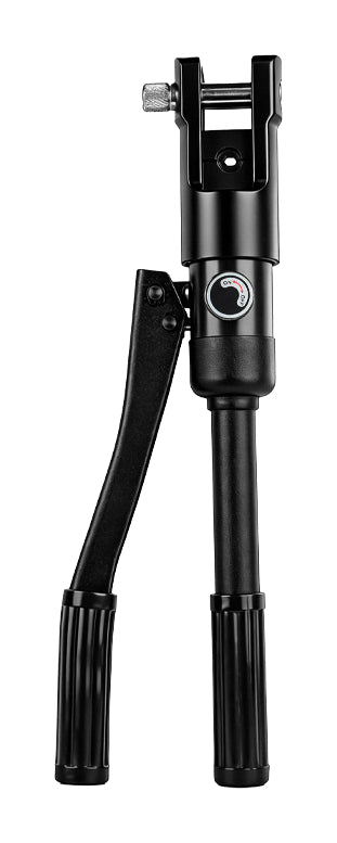 One black standard YQK hydraulic cable crimper with open pin head on white