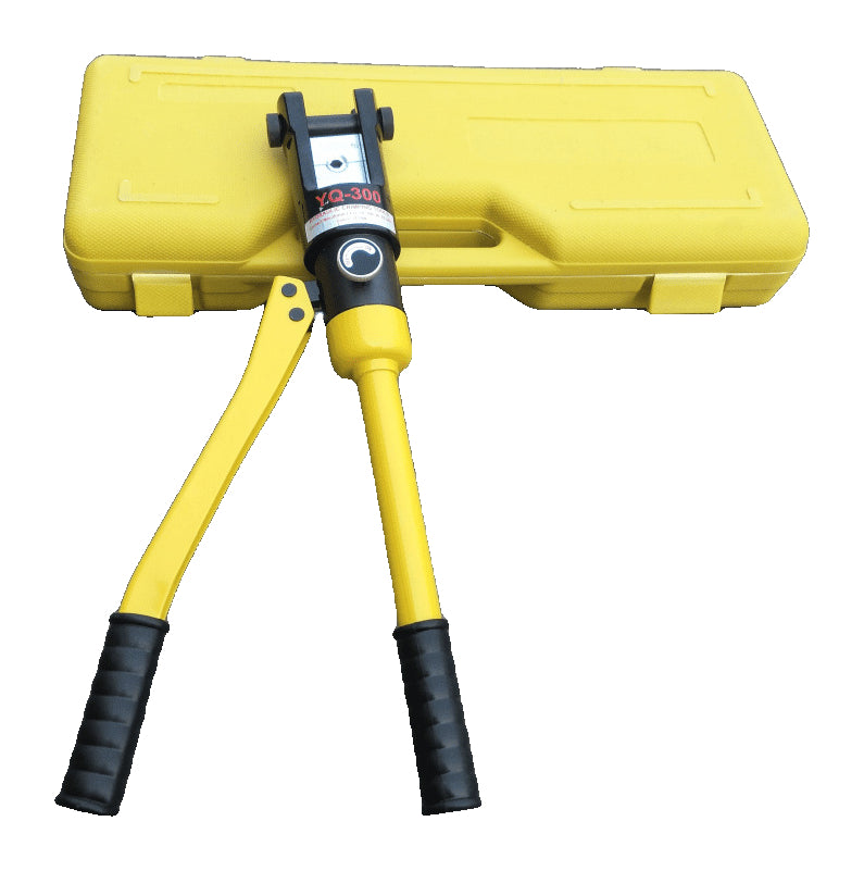 the actual yellow 300 tool marked YQ-300 on its physical label with its closed yellow case on pure white