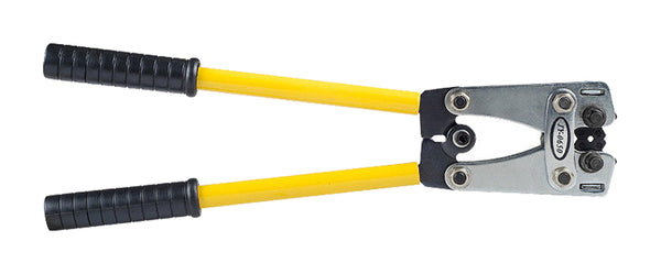 The gallery shows the actual complete silver-head/yellow-handle mechanical crimper on pure white. No second model or hydraulic tool is included.