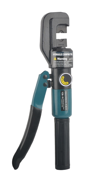 One green Shiya YQK70 C-head hydraulic crimper on pure white