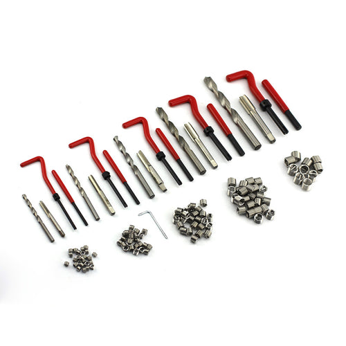 Drills, taps, installation tools and thread inserts from the 261-piece repair kit