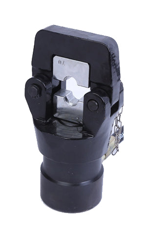 The gallery shows only an actual black HHY-series remote crimping head on pure white. Its manual pump, hose and loose dies are included with the kit but not pictured; other head sizes are not individually illustrated.