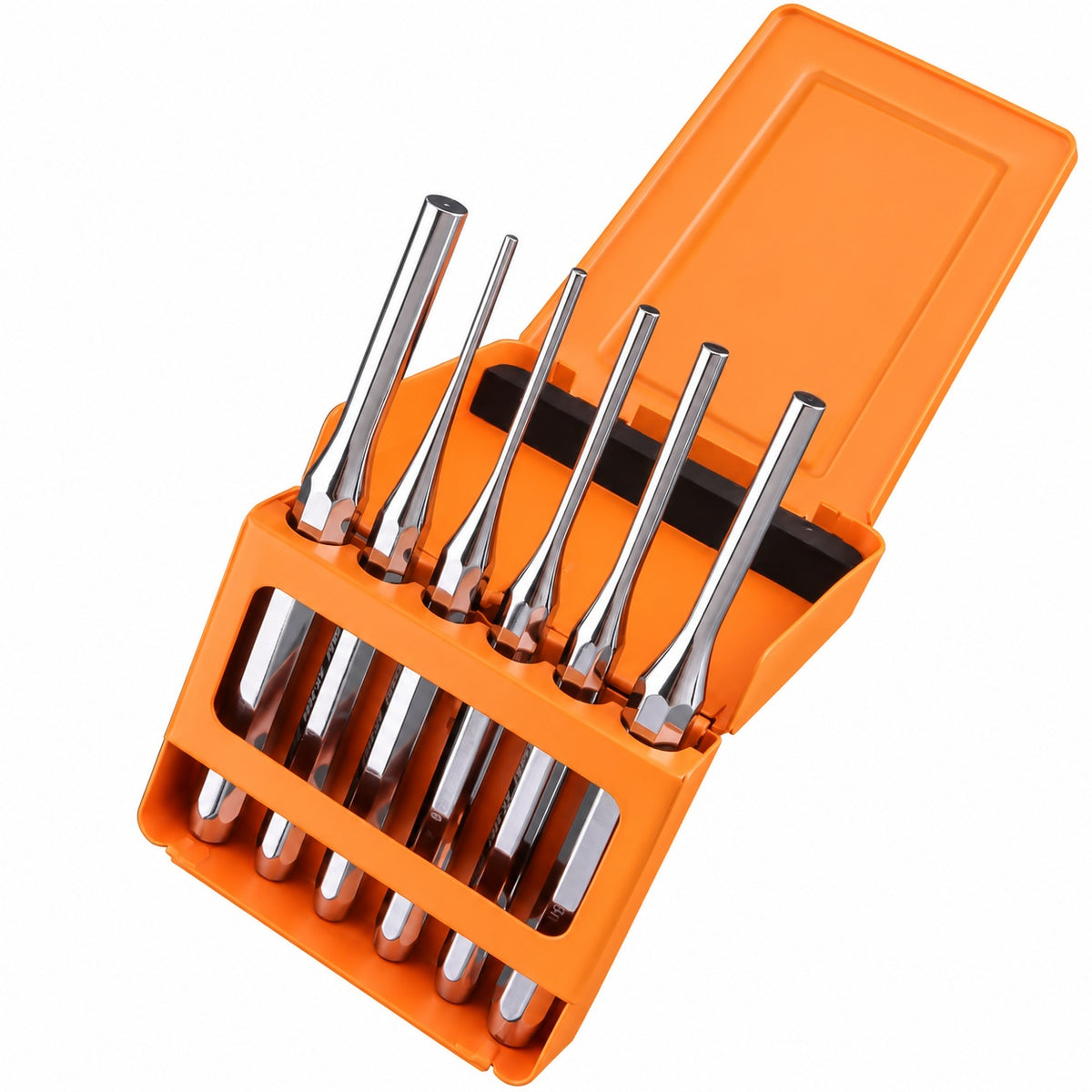 Six cylinder punches arranged in orange holder