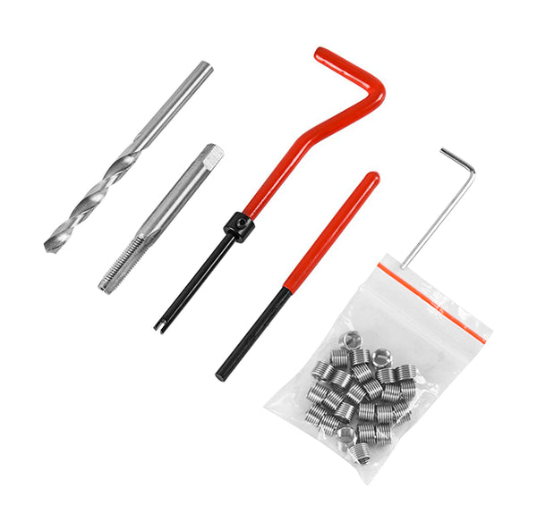 Actual M4 repair-kit components with drill, tap, two handles, hex key and insert bag