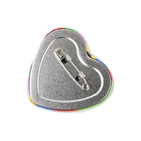 Actual assembled heart badge rear sample with pin back