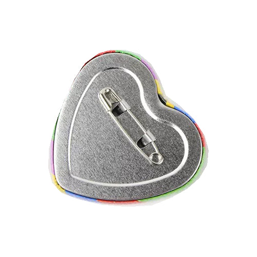 Actual assembled heart badge rear sample with pin back