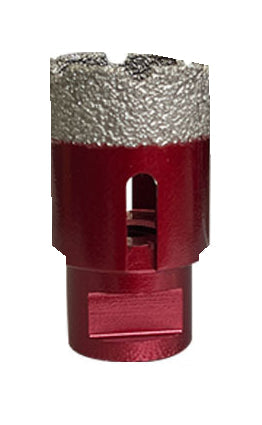 Actual single cutter from the 8-piece red m14 diamond hole saw set on white; component only, complete kit contents listed in description
