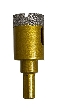 Actual single cutter from the 9-piece gold tile hole saw and chamfer kit on white; component only, complete kit contents listed in description