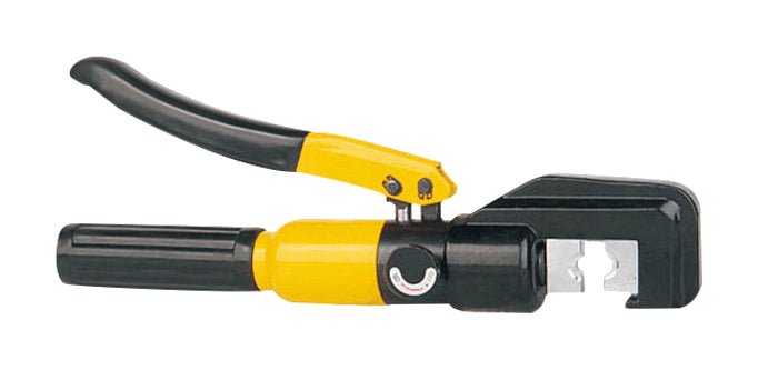 One yellow Dingxiang YQK70 C-head manual hydraulic crimper on pure white
