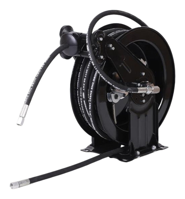 Actual open-frame hose reel from the source family; selected option determines hose length