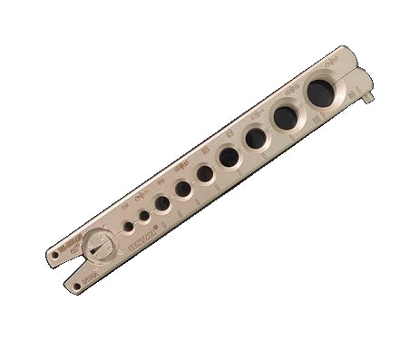 Actual combined metric/imperial replacement clamp plate; other selected plate versions have different hole layouts