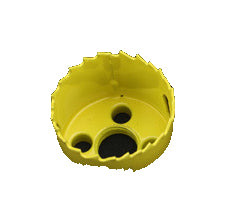 One yellow M42 bi-metal hole saw from the19-piece kit; other contents not pictured