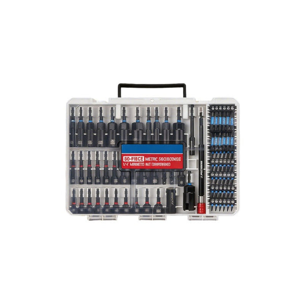80-piece impact socket and bit set in open molded case