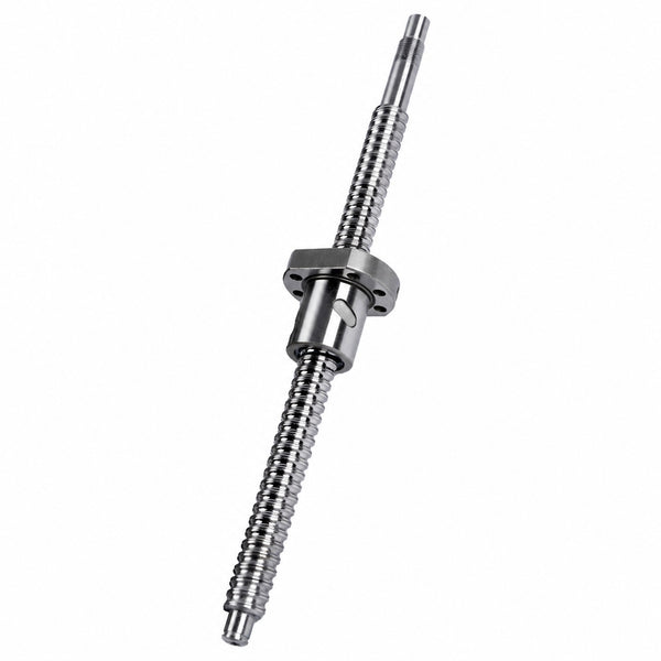 Single C7 ball-screw rod with ball nut on white background