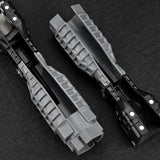 AI-assisted cleanup of the source photo showing the central channel and folded construction in two positions; one selected tool is supplied.